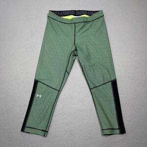 Under Armour Leggings Womens Large Green Compression‎ Heatgear Cropped Pants